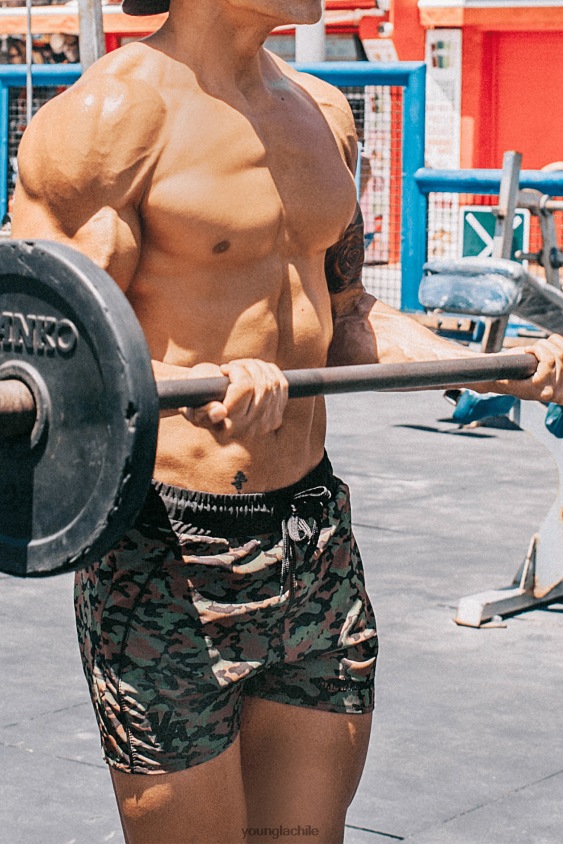 101 pantalones cortos de culturismo negro/gris ropa hombres YoungLA N8PZ692 - YoungLA Chile