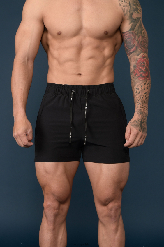 YoungLA gym - 101 pantalones cortos de culturismo todo negro ropa hombres YoungLA N8PZ685