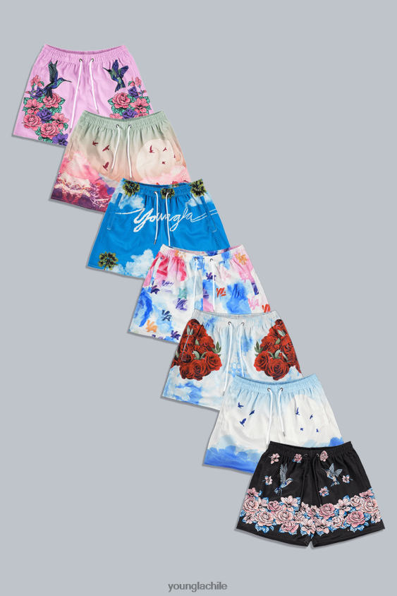 141 los cortos de la fiesta del barrio ramo rosa ropa hombres YoungLA N8PZ612 - YoungLA ropa