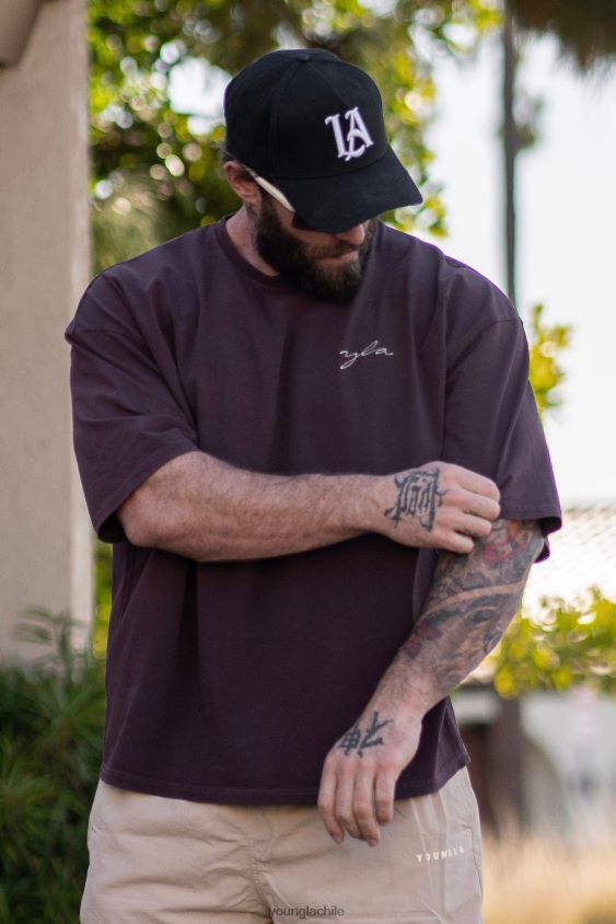 464 camisetas de gran tamaño Skyline lavado blanco ropa hombres YoungLA N8PZ281 - YoungLA ropa