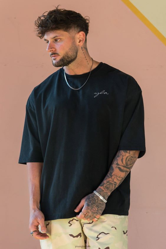 YoungLA poleras - 464 camisetas de gran tamaño Skyline lavado perfecto ciruela ropa hombres YoungLA N8PZ277