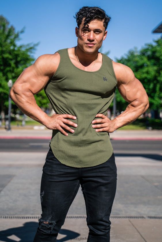 YoungLA gym - Tanque acanalado con fondo de cuchara 314 salmón ropa hombres YoungLA N8PZ120