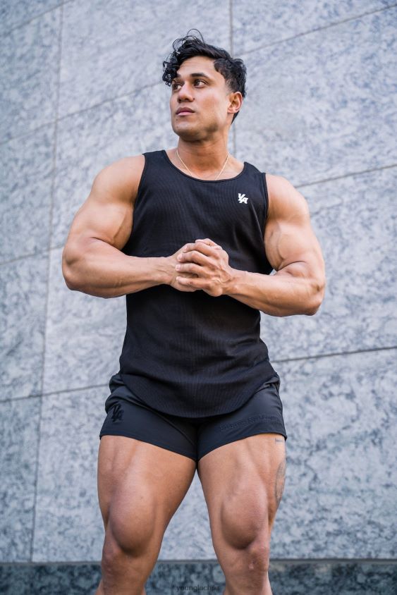 YoungLA gym - Tanque acanalado con fondo de cuchara 314 salmón ropa hombres YoungLA N8PZ120