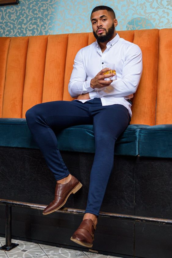 YoungLA Chile - 614 pantalones de vestir elegantes cuadros azules ropa hombres YoungLA N8PZ743