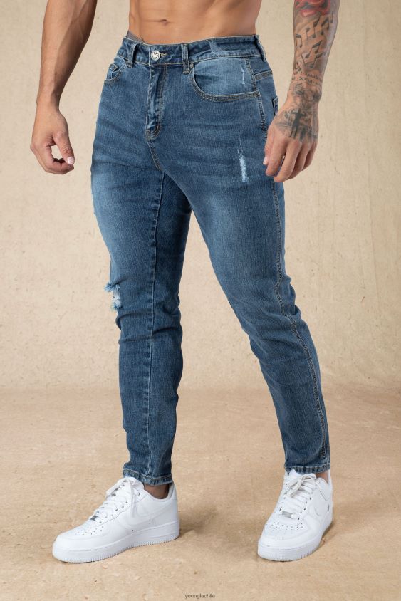 Vaqueros 607 de corte slim lavado azul marino ropa hombres YoungLA N8PZ748 - YoungLA attack on titan