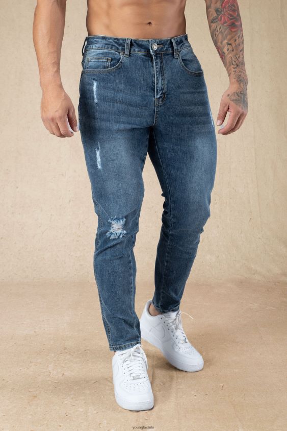 Vaqueros 607 de corte slim lavado azul marino ropa hombres YoungLA N8PZ748 - YoungLA attack on titan