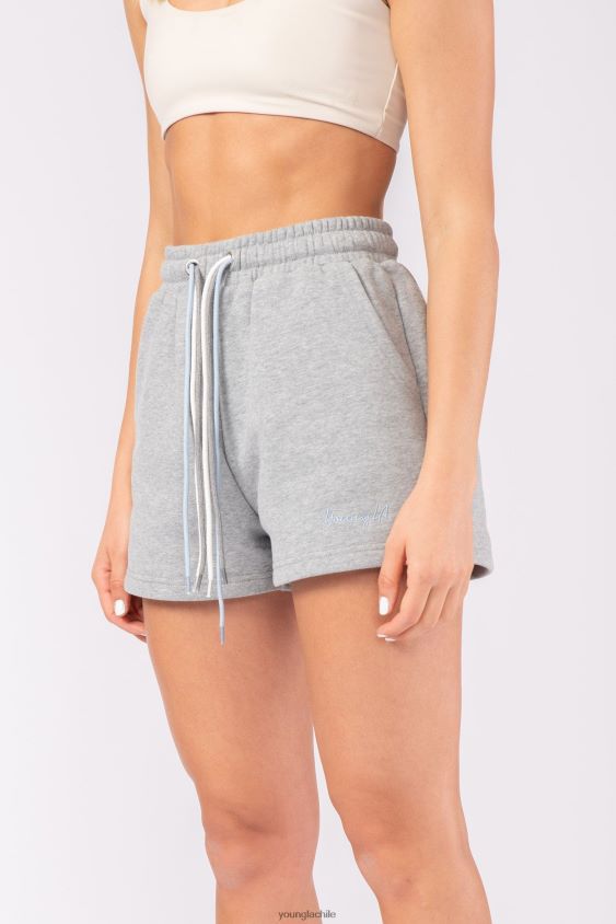 pantalones cortos de triple cuerda w107 cuero gris ropa mujer YoungLA N8PZ1087 - YoungLA gym