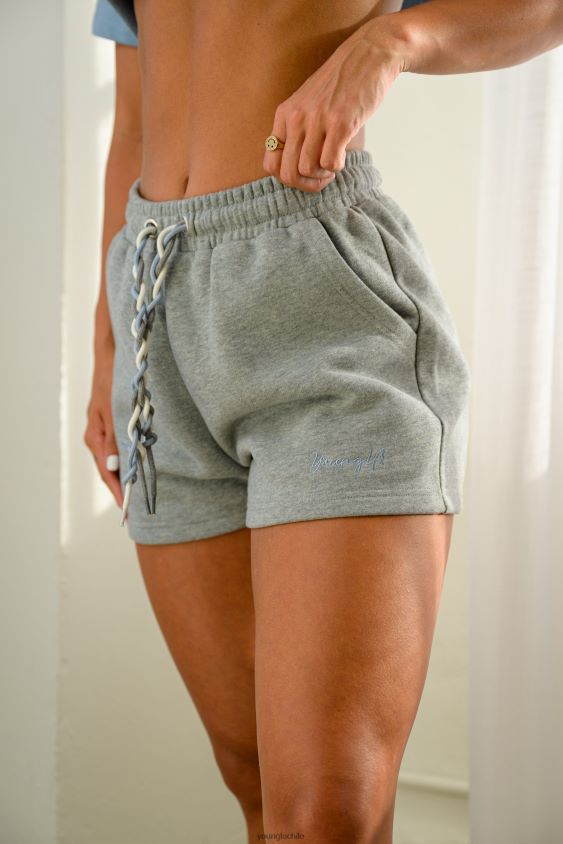 pantalones cortos de triple cuerda w107 cuero gris ropa mujer YoungLA N8PZ1087 - YoungLA gym