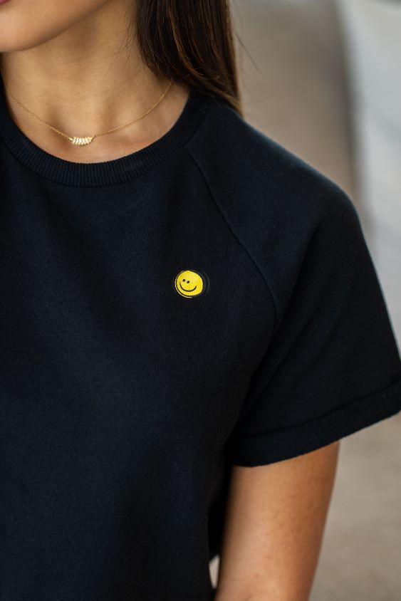 camiseta corta raglán w411 negro ropa mujer YoungLA N8PZ1054 - YoungLA ropa