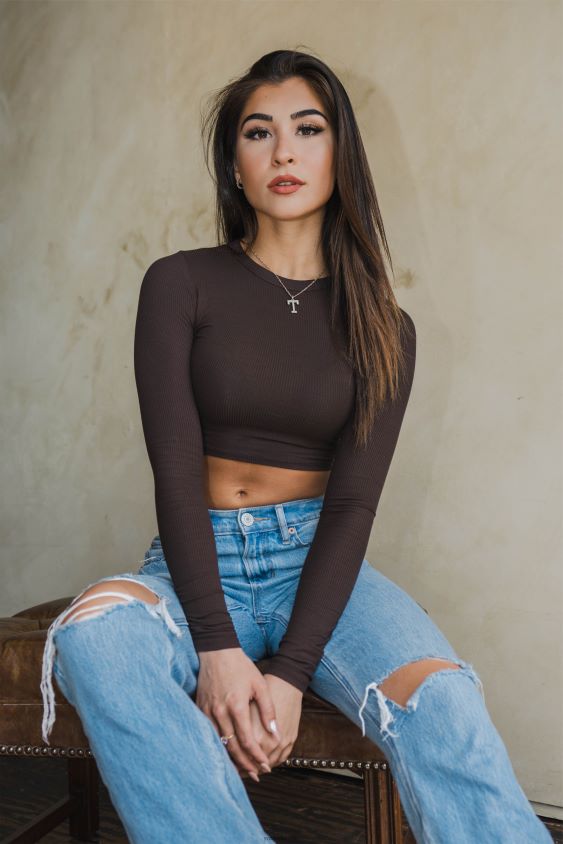 w402 manga larga acanalada color topo claro ropa mujer YoungLA N8PZ1064 - YoungLA gym