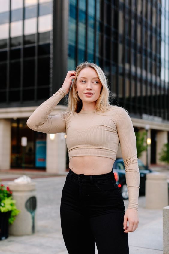 w402 manga larga acanalada color topo claro ropa mujer YoungLA N8PZ1064 - YoungLA gym