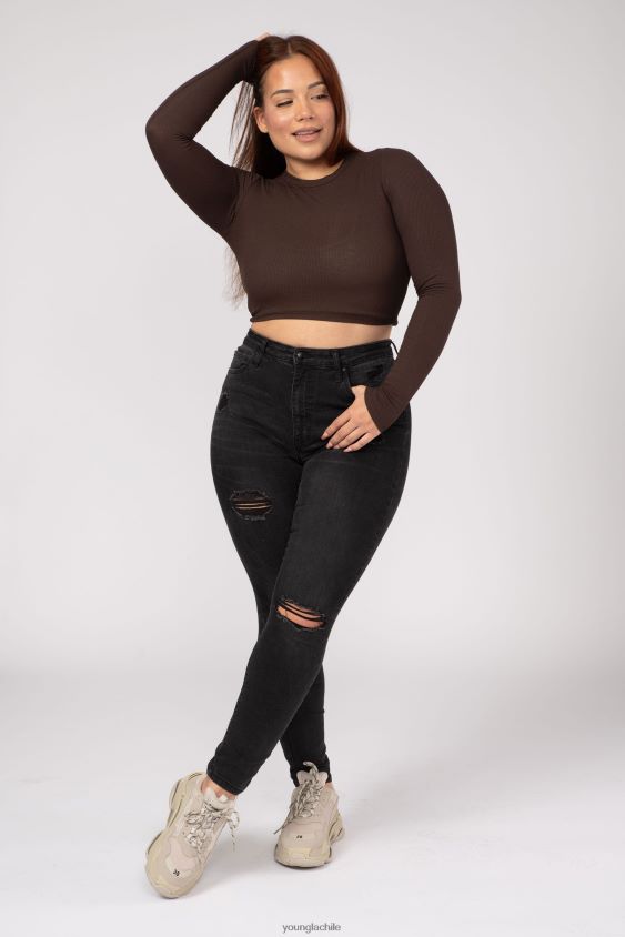 w402 manga larga acanalada color topo claro ropa mujer YoungLA N8PZ1064 - YoungLA gym