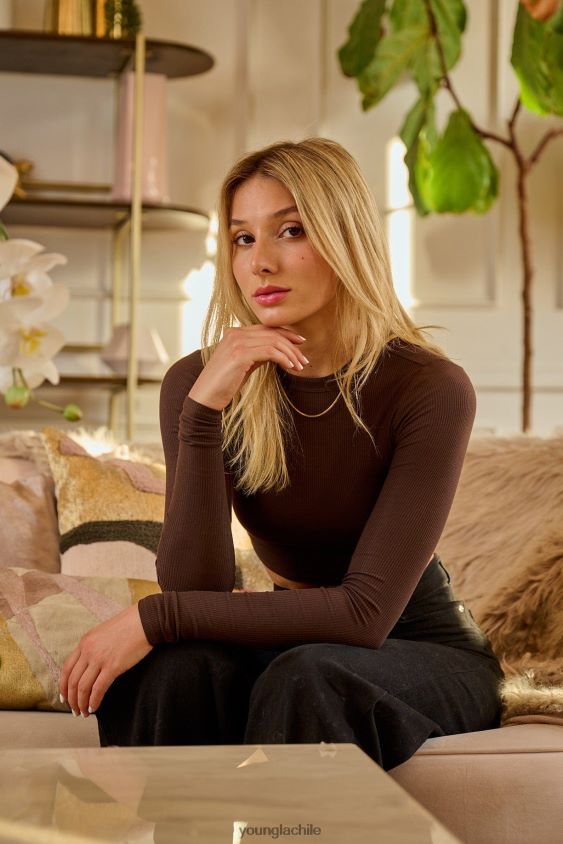 w402 manga larga acanalada color topo claro ropa mujer YoungLA N8PZ1064 - YoungLA gym