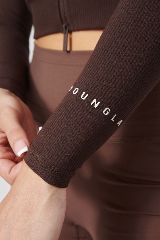 YoungLA gym - w418 manga larga con doble cremallera marrón ropa mujer YoungLA N8PZ1037