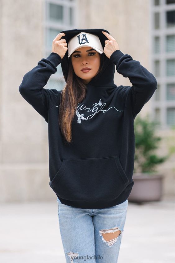 YoungLA poleras - sudadera con capucha extragrande de colibrí w509 negro ropa mujer YoungLA N8PZ1187