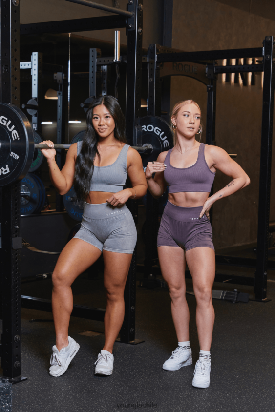 sujetador deportivo de canalé de carbono w315 trufa de ciruela ropa mujer YoungLA N8PZ1009 - ropa YoungLA Chile